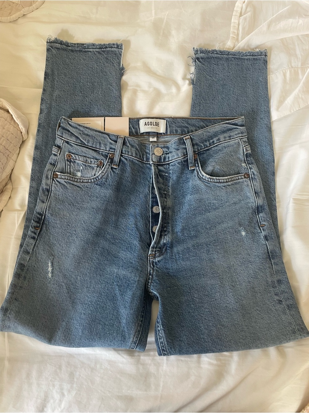 Agolde Nico High-Rise Slim Fit Jeans in Light Blue Wash